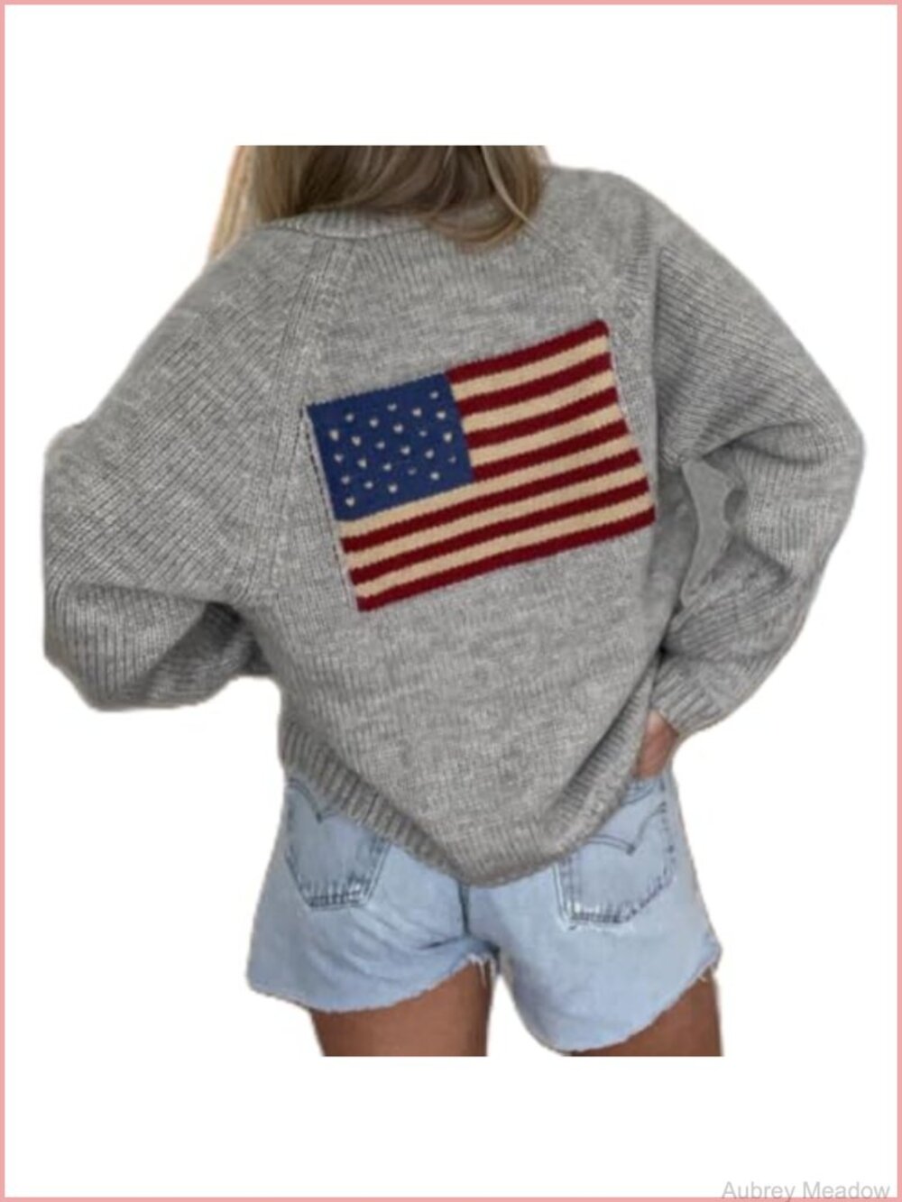 Women's Graphic Knit Cardigan Sweater Oversized Button Down Long Sleeve